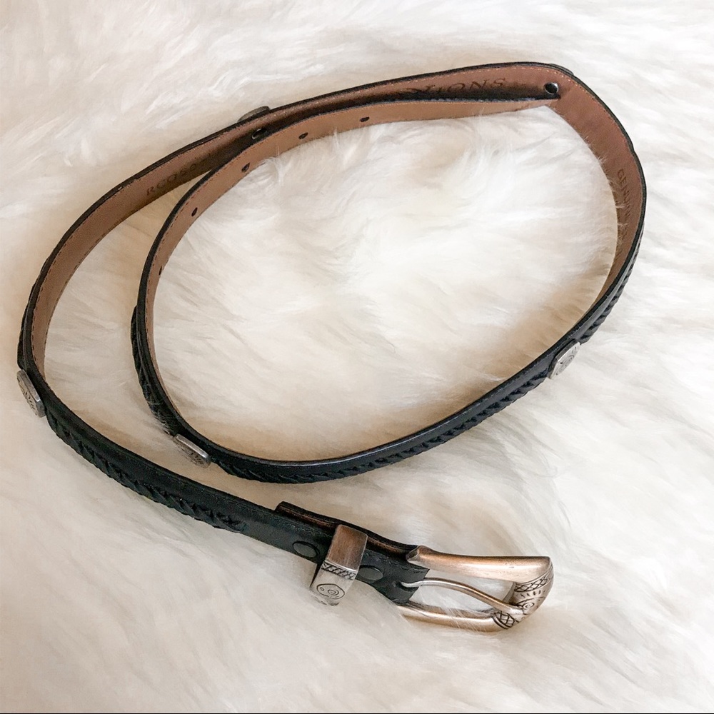 Montana Silversmiths Black Studded Leather Belt M